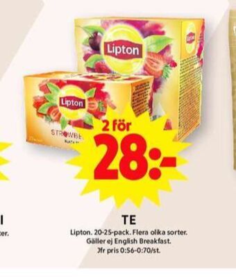 ICA Maxi Lipton tepåsar erbjuda