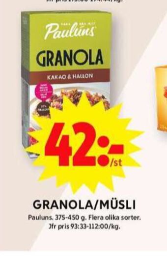 ICA Maxi Paulùns granola erbjuda