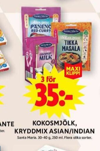 ICA Maxi Santa maria kokosmjölk erbjuda