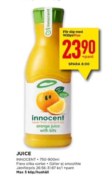Willys Innocent juice erbjuda