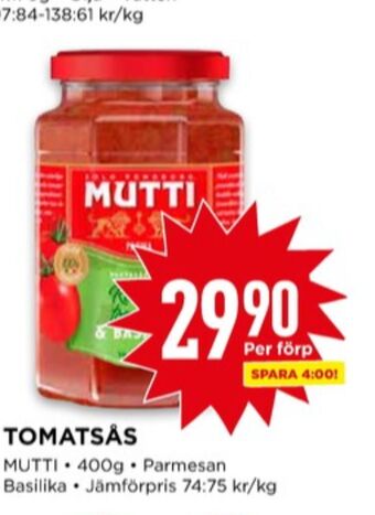 Willys Mutti pastasås erbjuda