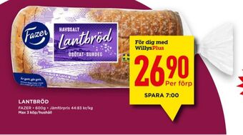 Willys Havsalt bröd erbjuda