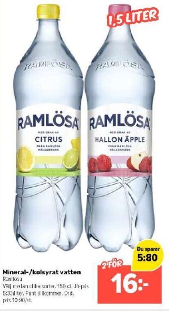 Mineral-/kolsyrat vatten Ramlösa
