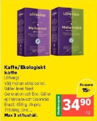 Kaffe/Ekologiskt kaffe Löfbergs