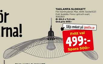 Jem&Fix Taklampa slokhatt erbjuda