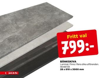 Jem&Fix Bänkskiva erbjuda