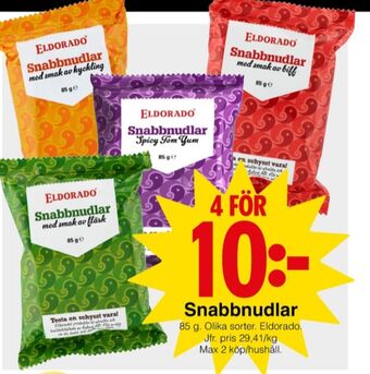 Matöppet Eldorado nudelrätter erbjuda