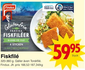 Matöppet Findus fiskfiléer panerad erbjuda