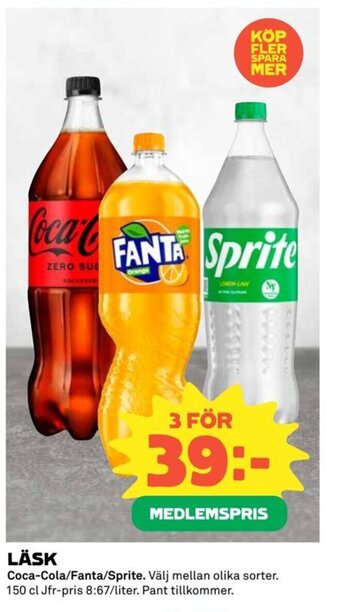 Coop LÄSK Coca-Cola/Fanta/Sprite erbjuda