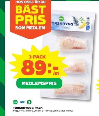 Coop Konsum Torskrygg 3-pack erbjuda