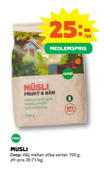 Coop Daglivs Musli erbjuda