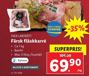 Lidl SVEA LANTKÖTT Färsk fläskkarré erbjuda