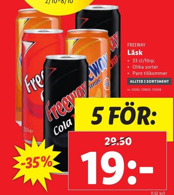 Lidl FREEWAY Läsk erbjuda