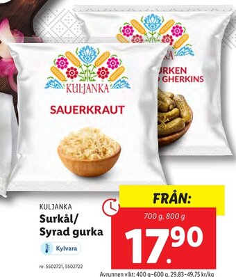 Lidl KULJANKA Surkål/ Syrad gurka erbjuda