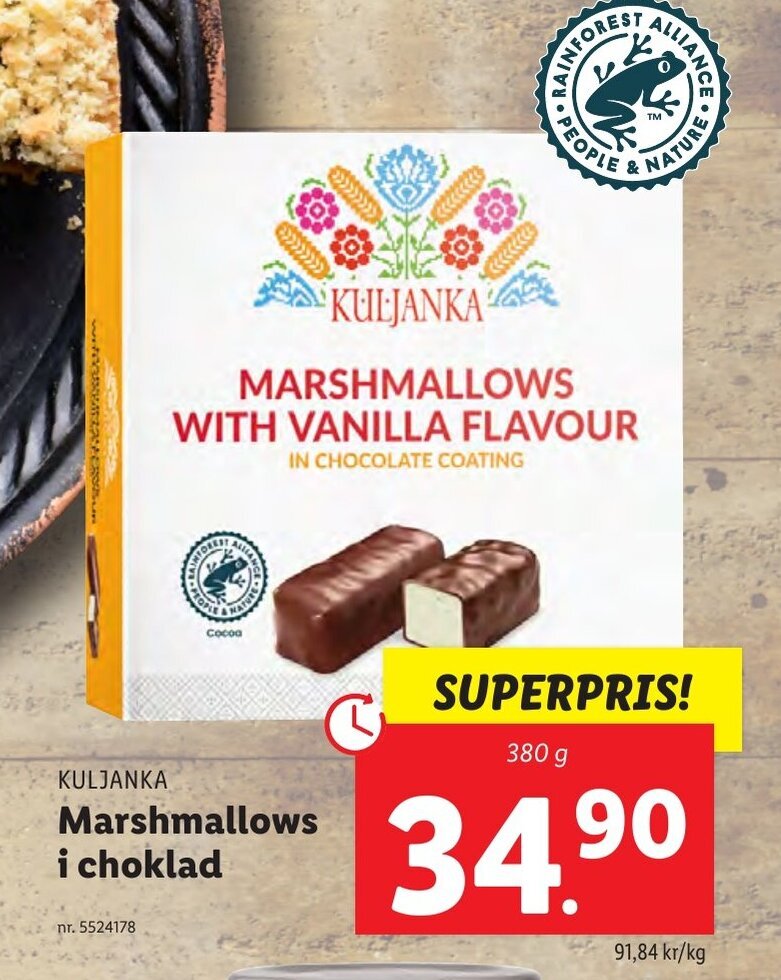 KULJANKA Marshmallows i choklad erbjudande hos Lidl