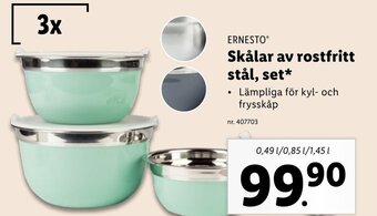 Lidl ERNESTOⓇ Skålar av rostfritt stål, set erbjuda