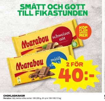 Coop Marabou chokladkaka schweizernöt erbjuda