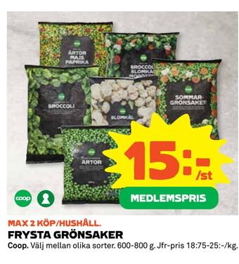 Coop Frysta grönsaker erbjuda