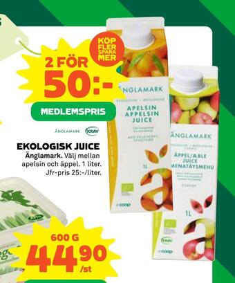Coop Ekologisk juice erbjuda