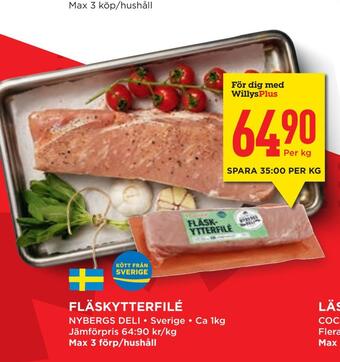 Willys Hemma Fläskytterfilé erbjuda