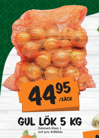 Bazaar Food market Gul lök 5 kg erbjuda