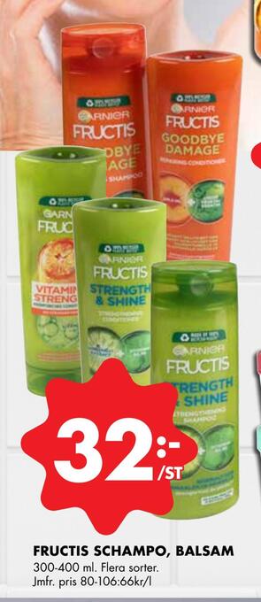 ÖoB Fructis schampo, balsam erbjuda
