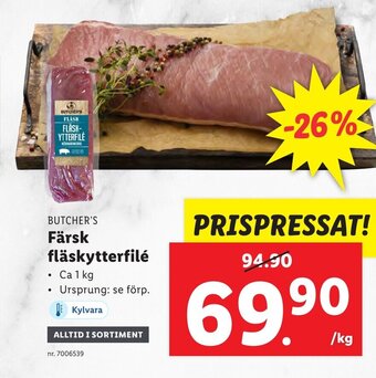 Lidl BUTCHER'S Färsk fläskytterfilé erbjuda