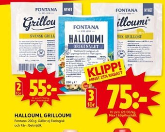 ICA Kvantum HALLOUMI, GRILLOUMI Fontana. erbjuda