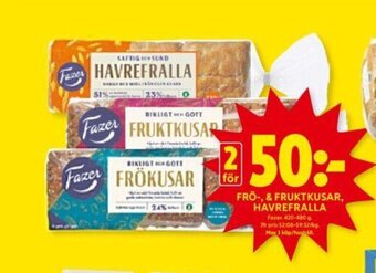 ICA Kvantum FRÖ-, & FRUKTKUSAR, HAVREFRALLA Fazer erbjuda