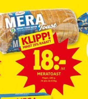 ICA Kvantum MERATOAST Pågen. 680 g. erbjuda