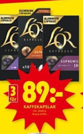 ICA Kvantum KAFFEKAPSLAR L'Or. 30x52 g. erbjuda