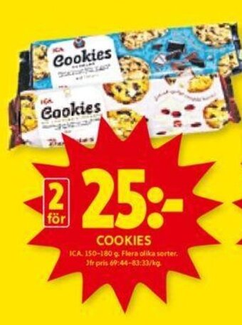 ICA Kvantum COOKIES ICA. 150-180 g. erbjuda