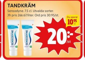 ICA Kvantum TANDKRÄM Sensodyne. 7.5 cl. erbjuda