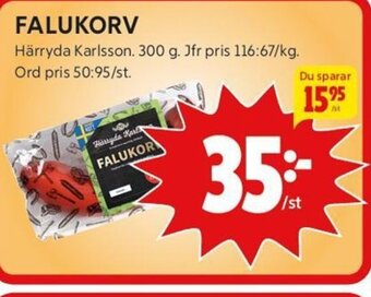ICA Kvantum FALUKORV Härryda Karlsson. 300 g. erbjuda