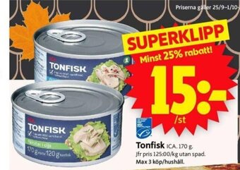 ICA Supermarket Tonfisk ICA. 170 g. erbjuda
