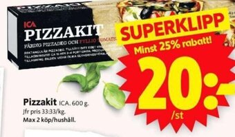 ICA Supermarket Pizzakit ICA. 600 g. erbjuda