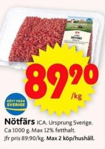 ICA Supermarket Nötfärs ICA erbjuda