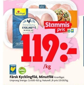 ICA Supermarket Färsk Kycklingfilé, Minutfilé Kronfågel. erbjuda