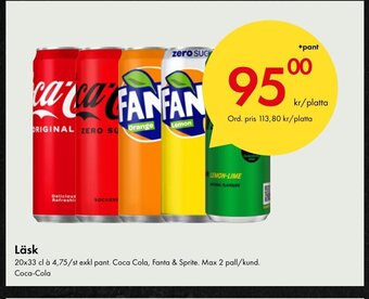 Snabbgross Läsk 20x33 cl à 4,75/st exkl pant. Coca Cola, Fanta & Sprite erbjuda