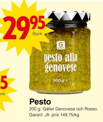 Matöppet Pesto erbjuda