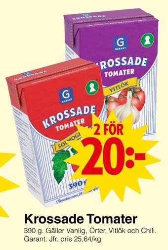 Matöppet Krossade tomater erbjuda