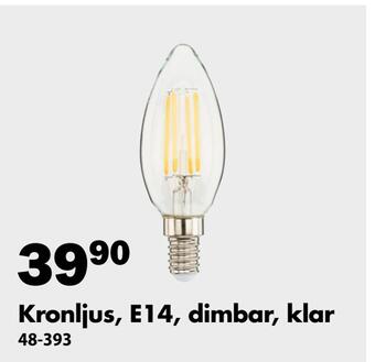 Biltema Kronljus, e14, dimbar, klar erbjuda
