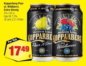 Calle Kopparberg pear el. wildberry extra strong erbjuda