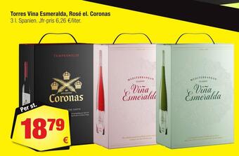 Calle Torres vina esmeralda, rosé el. coronas erbjuda