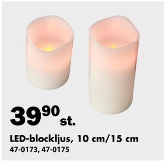Biltema Led-blockljus, 10 cm/15 cm erbjuda