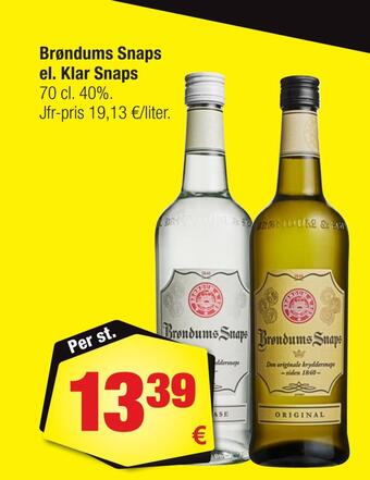 Calle Brøndums snaps el. klar snaps erbjuda