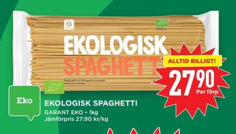 Willys Ekologisk spaghetti erbjuda