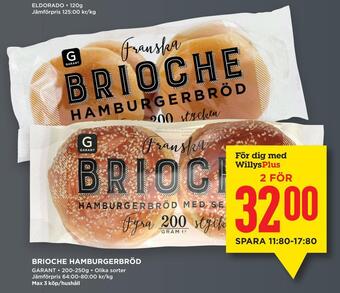 Willys Brioche hamburgerbröd erbjuda