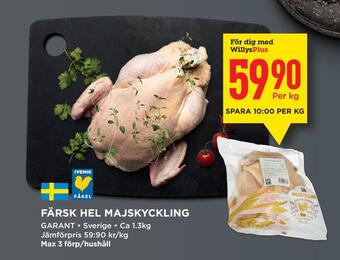 Willys Färsk hel majskyckling erbjuda