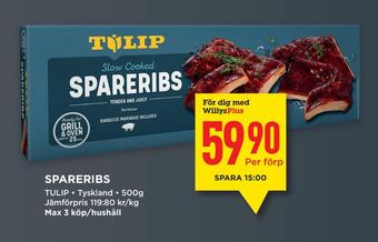 Willys Spareribs erbjuda